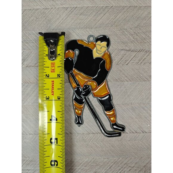 Vintage Pittsburgh Penguins Stained Glass Hockey Player Suncatcher - Picture 2 of 4